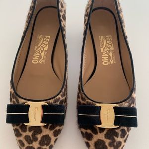 Ferragamo leopard print calf fur, size 37, almost new flats. Perfect condition